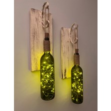 Mes Reves Design LED Işıklı Siyah Renkli Buzlu Eskitme Cam Salon Bar Bahçe Dekoru Şarap Şişesi Duvar  Aplik 2'li Set