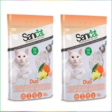 Sanicat Duo Çift Aromalı Mandalina Ve Vanilyalı Doğal Kedi Kumu 2 x 10 Lt