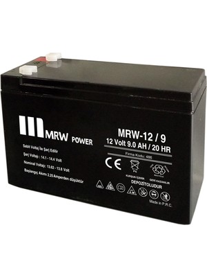 Mervesan 9 Ah / 12V Kurşun / Asit Kuru Tip Akü Mrw-12/9