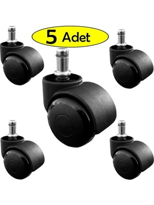 Lefiev 50 mm Pimli Ofis Koltuk Sandalye Tekerleği Siyah Renk Ergonomik Kaliteli Plastik
