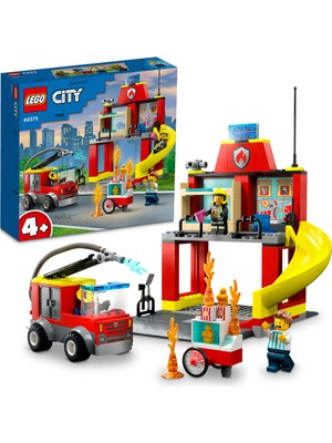 LEGO® City İtfaiye Merkezi ve İtfaiye Kamyonu 60375 - 4 Yaş ve Üzeri İçin 3 Minifigür İçeren Eğlenceli bir Başlangıç Oyuncak Yapım Seti (153 Parça)