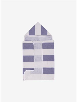 Stripy Hooded %100 Pamuk Bebek Havlusu Lacivert 60x90