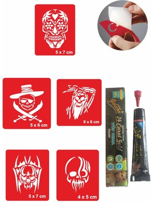 Enhavalı Kuru Kafa Hint Kınası ile Geçici Dövme Yapma Seti