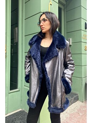 Lava Design Kadın Ceket Hakiki Kürk Gümüş