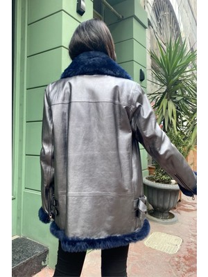 Lava Design Kadın Ceket Hakiki Kürk Gümüş