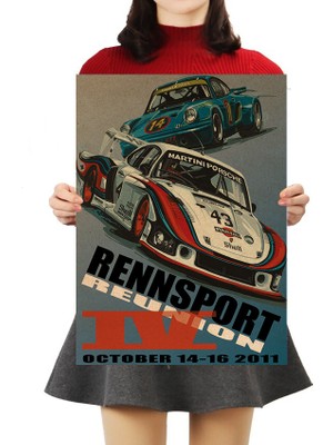 Caph Design Porsche Rennsport Vintage Kraft Poster - 33X48CM