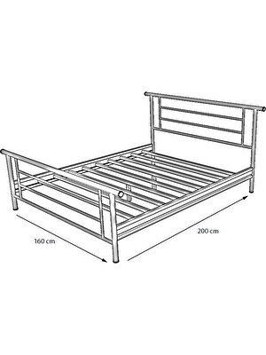 Metalia Gm 412 Zambak Çift Kişilik Metal Karyola Siyah 160X200