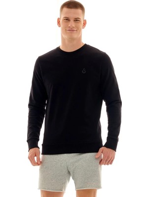 GS Store  Galatasaray Lisanslı Erkek Basic Siyah Sweatshirt
