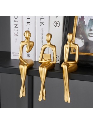 SUME Iskandinav Tarz Dekoratif 3 Adet Soyut Düşünen Heykel Biblo Ev Dekorasyon Raf Dekoru Oturma Odası Aksesuar