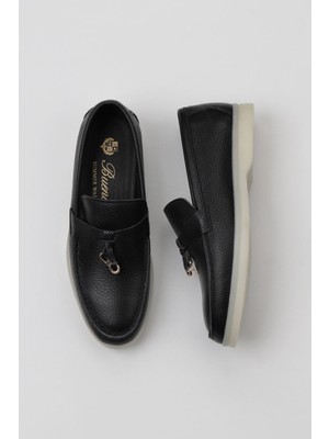 Bueno Shoes Siyah Flotter Deri Erkek Klasik Ayakkabı