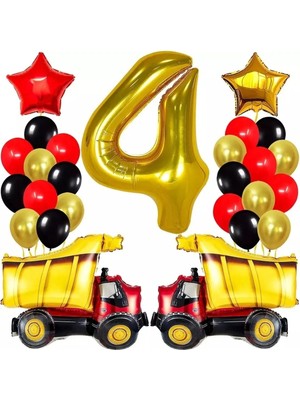 Çıtı Pıtı Store Inşaat Kamyonu Tema Balonlar Parti Süslemeleri