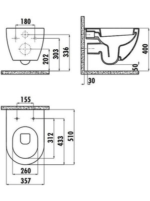 Creavit FE322 Free Rim Off Asma Klozet Mat Antrasit