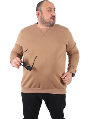 Starbattal Büyük Beden Sweatshirt V Design 22742 S.kahve