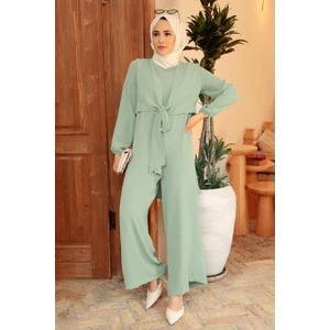 Neva Style - Bağlamalı Mint Tesettür Tulum 5714MINT