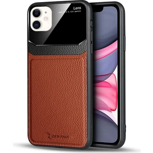 Apple iPhone 11 Kılıf Zebana Lens Deri Kılıf Kahverengi