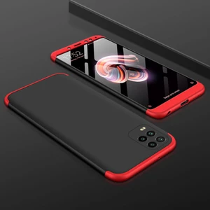 Xiaomi Mi 10 Lite Kılıf New 360 Derece Tam Koruma Kılıf Siyah + Kırmızı
