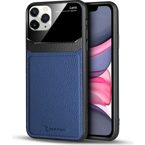 Apple iPhone 11 Pro Kılıf Zebana Lens Deri Kılıf Mavi