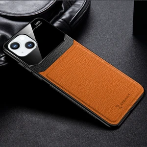 Apple iPhone 13 Mini Kılıf Zebana Lens Deri Kılıf Turuncu