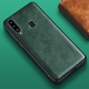 Samsung Galaxy A20S Kılıf Zebana Lüx Deri Kılıf Yeşil