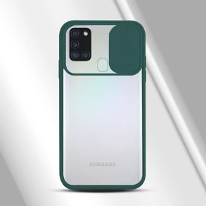 Samsung Galaxy A21S Kılıf Kamera Lens Korumalı Kılıf Yeşil