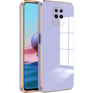 Xiaomi Redmi Note 9 Pro Max Kılıf Golden Silikon Kılıf Lila