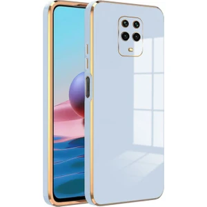 Xiaomi Redmi Note 9 Pro Max Kılıf Golden Silikon Kılıf Açık Mavi
