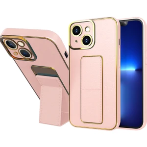 Apple iPhone 14 Plus Kılıf Zebana Royal Standlı Silikon Kılıf Rose Gold