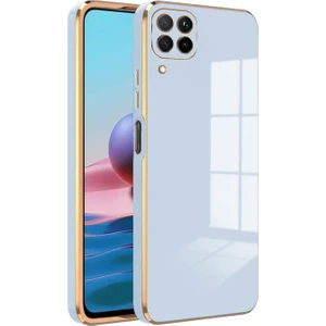 Huawei P40 Lite Kılıf Golden Silikon Kılıf Açık Mavi