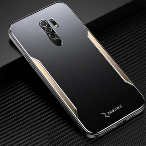 Xiaomi Redmi 9 Kılıf Zebana Metal Mitras Kılıf (Silikon Kenar) Gold