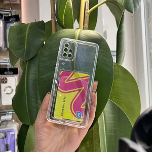 Samsung Galaxy A51 Kılıf Kartlıklı Şeffaf Silikon Kılıf Şeffaf