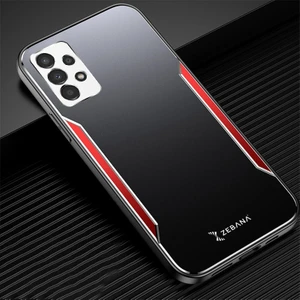 Samsung Galaxy A53 5g Kılıf Zebana Metal Mitras Kılıf (Silikon Kenar) Kırmızı