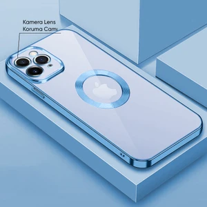 Apple iPhone 11 Pro Max Kılıf Zebana Glint Silikon Kılıf Açık Mavi