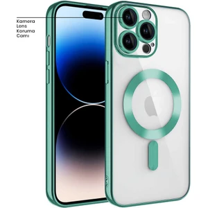 Apple iPhone 14 Pro Kılıf Magsafe Glint Silikon Kılıf Yeşil