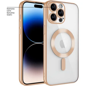 Apple iPhone 14 Pro Kılıf Magsafe Glint Silikon Kılıf Gold