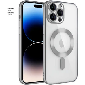 Apple iPhone 14 Pro Kılıf Magsafe Glint Silikon Kılıf Gri
