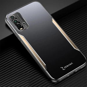 Xiaomi Redmi 9t Kılıf Zebana Metal Mitras Kılıf (Silikon Kenar) Gold