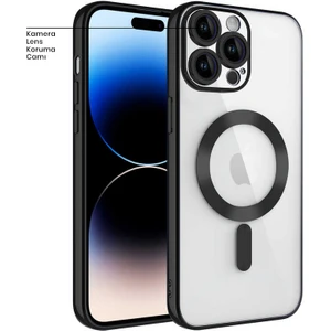 Apple iPhone 14 Pro Max Kılıf Magsafe Glint Silikon Kılıf Siyah
