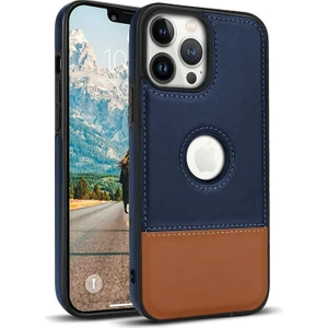 Apple iPhone 12 Pro Max Kılıf Zebana Business Deri Kılıf Lacivert + Kahverengi