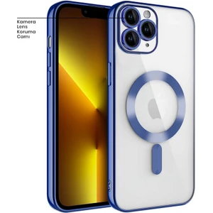 Apple iPhone 11 Pro Max Kılıf Magsafe Glint Silikon Kılıf Mavi
