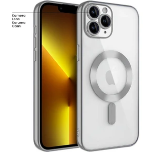 Apple iPhone 11 Pro Max Kılıf Magsafe Glint Silikon Kılıf Gri
