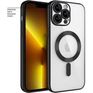 Apple iPhone 13 Pro Max Kılıf Magsafe Glint Silikon Kılıf Siyah