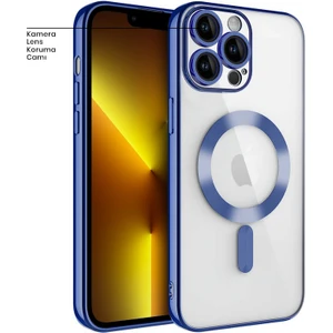 Apple iPhone 13 Pro Max Kılıf Magsafe Glint Silikon Kılıf Mavi