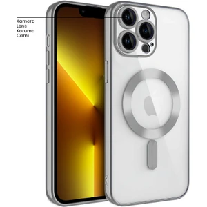 Apple iPhone 13 Pro Max Kılıf Magsafe Glint Silikon Kılıf Gri
