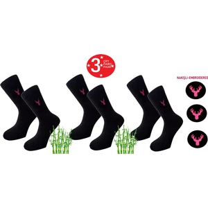 Happy Body Çorap (ART.13350) Bambu 3Li Set Unisex Nakışlı Soket Özel kutulu Dikişsiz Confort Lastik