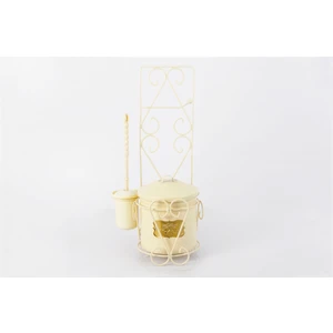 Yıldıray Metal Metal Galvaniz Tuvalet Kağıdı Askılı Standlı Fırçalı Wc Çöp Kovası Krem