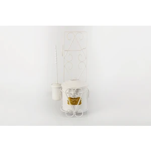 Yıldıray Metal Metal Galvaniz Tuvalet Kağıdı Askılı Standlı Fırçalı Wc Çöp Kovası Beyaz