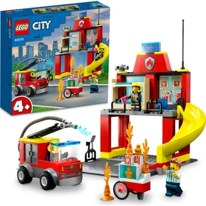 LEGO® City İtfaiye Merkezi ve İtfaiye Kamyonu 60375 - 4 Yaş ve Üzeri İçin 3 Minifigür İçeren Eğlenceli bir Başlangıç Oyuncak Yapım Seti (153 Parça)