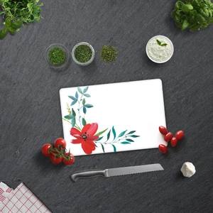 Çiçek Motifi Desenli | Cam Kesme Tahtası - Cam Kesme Tablası |