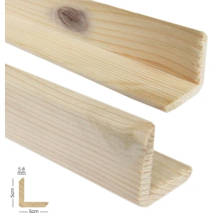 Ahşap L Profil 5,0 x 5,0 Cm LADİN RENDELİ