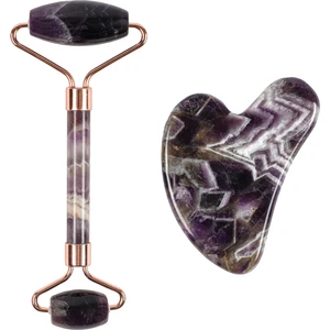 Doğaltaş Ametist Face Roller Ve Ametist Kalp Gua Sha Set